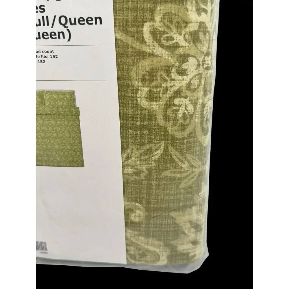 IKEA Duvet Cover & Two Pillowcases Green Full/Queen Cotton Junimagnolia Avocado